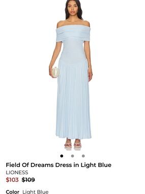 Lioness Field of Dreams Off-Shoulder Maxi Dress in Light Blue